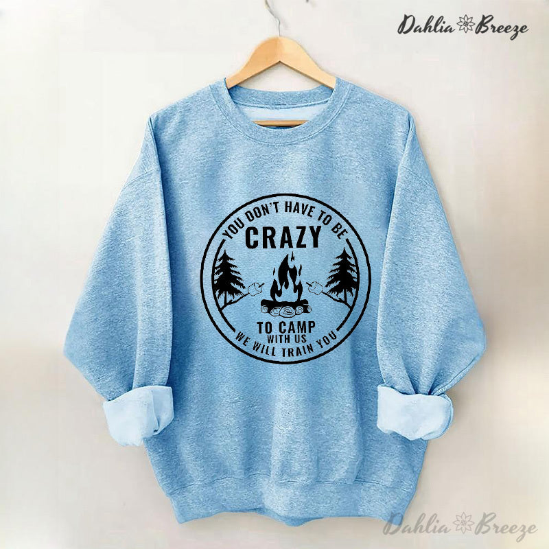 Sweat-shirt drôle à col rond Crazy Camping