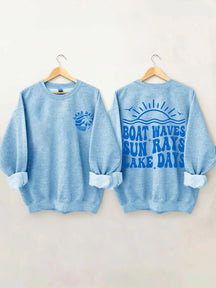 Sweat-shirt Bateau Vagues Rayons du Soleil Jours du Lac
