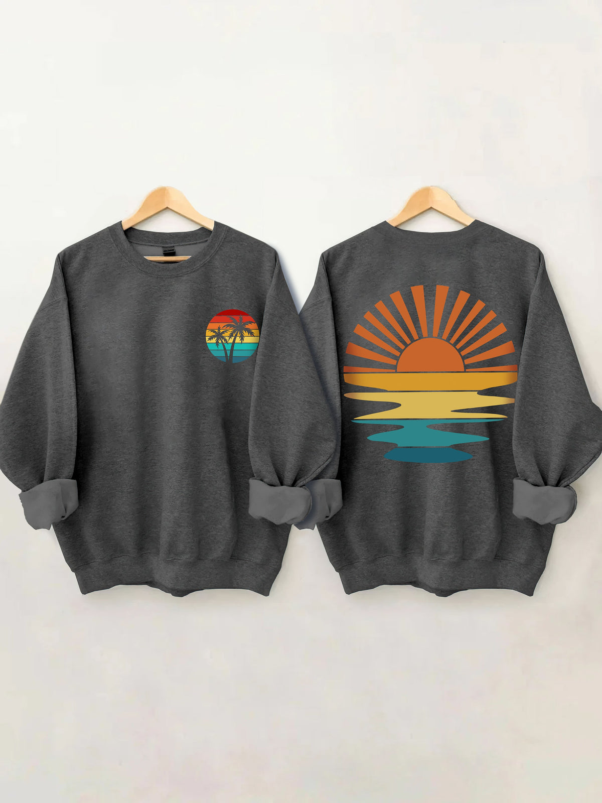 Sweat-shirt ondulé rétro Sunset Rays