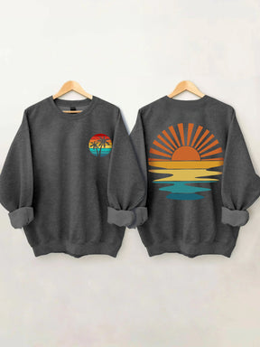 Retro Sunset Rays Wavy Sweatshirt