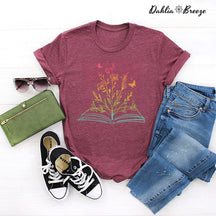 T-shirt imprimé plante florale Book Lover