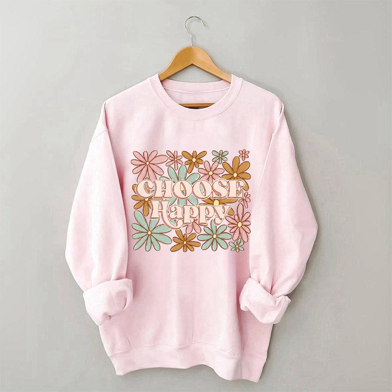 Choisissez le sweat-shirt imprimé Happy Flowers