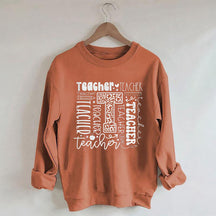 Lehrer-Sweatshirt mit Buchstaben-Print