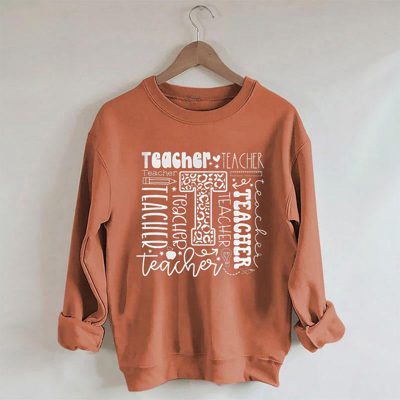 Lehrer-Sweatshirt mit Buchstaben-Print