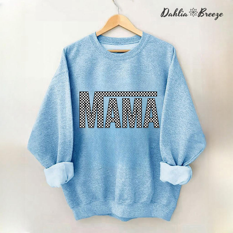 Sweat-shirt rétro Mama à carreaux