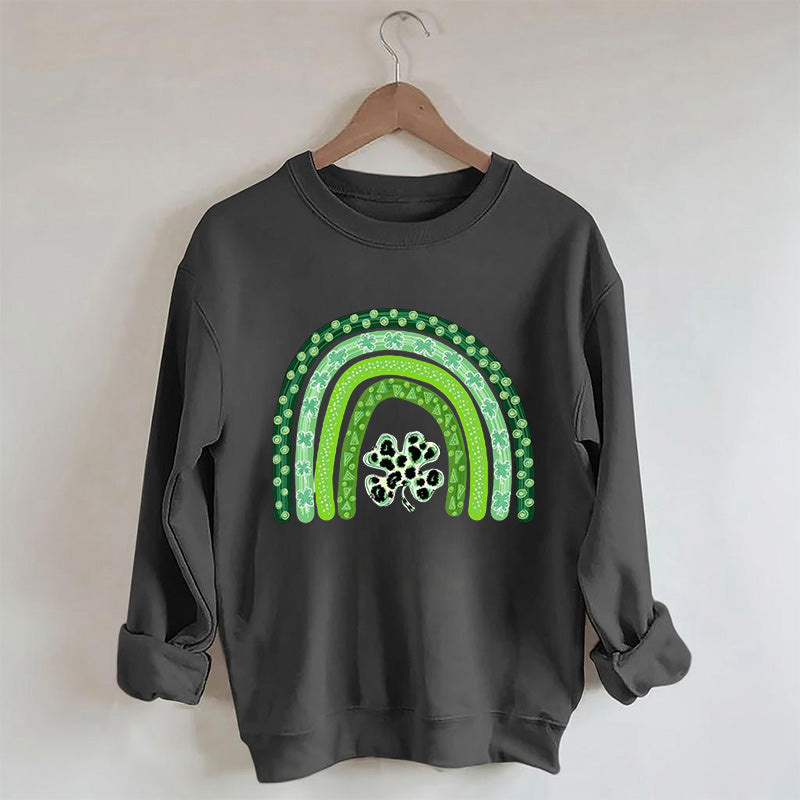 Kleeblatt-Leopard-Regenbogen-Sweatshirt