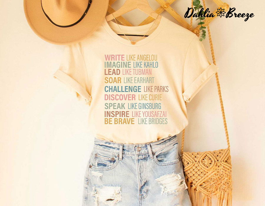 T-shirt imprimé lettre femme forte