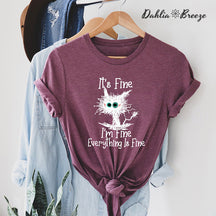 It's Fine I'm Fine Everything Is Fine Cute Black Cat T-shirt