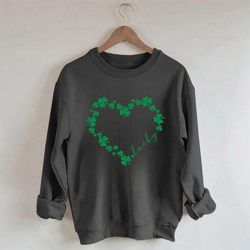 Sweat-shirt Heart Shamrock St Patrick's Day