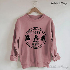 Sweat-shirt drôle à col rond Crazy Camping