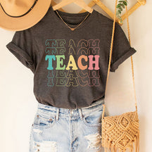 T-shirt rétro à imprimé lettre Teach