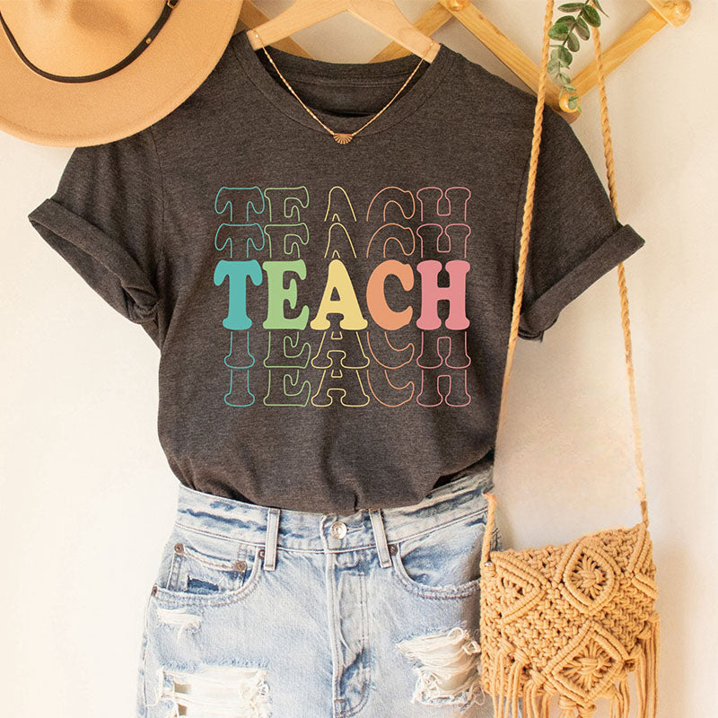 T-shirt rétro à imprimé lettre Teach
