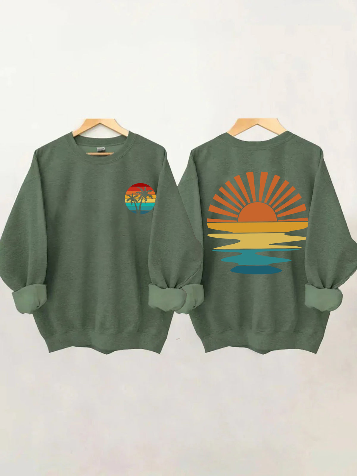 Sweat-shirt ondulé rétro Sunset Rays