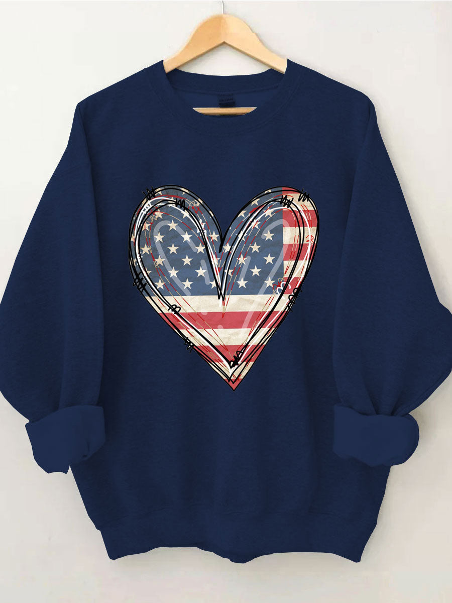 Sweat-shirt coeur drapeau américain