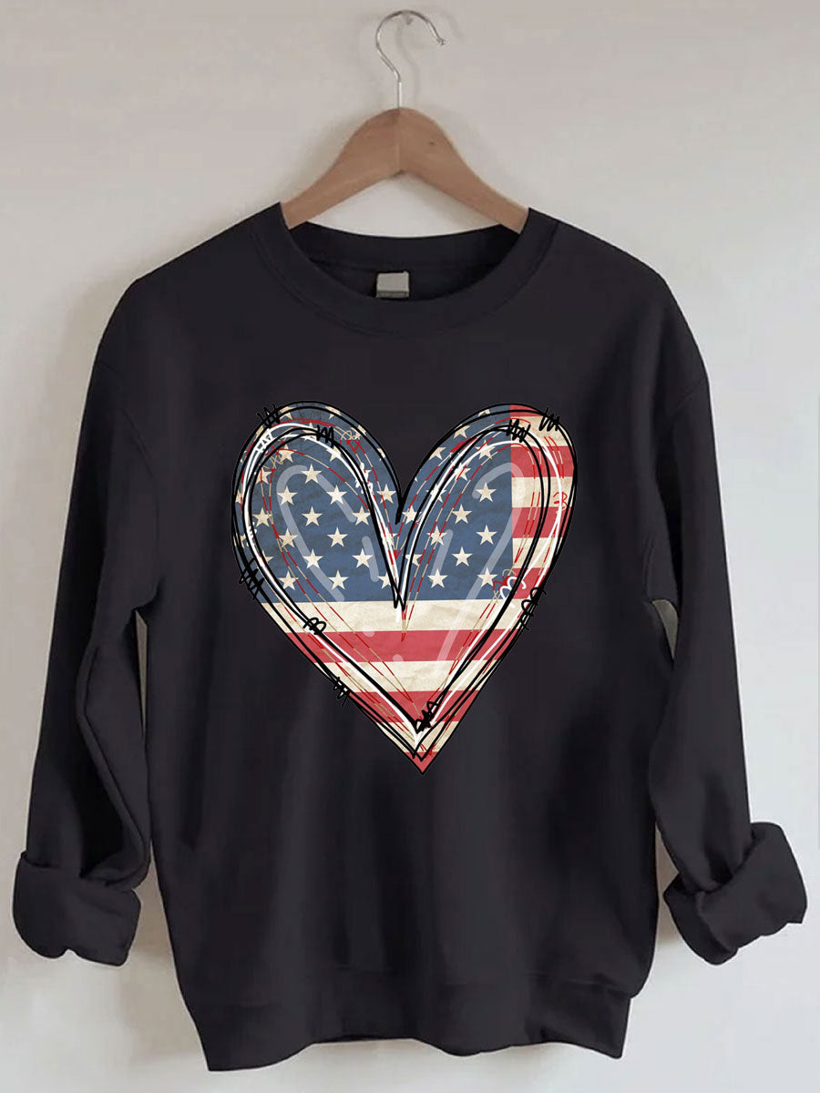 Sweat-shirt coeur drapeau américain