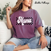 T-shirt rétro à carreaux Mama Letter Print