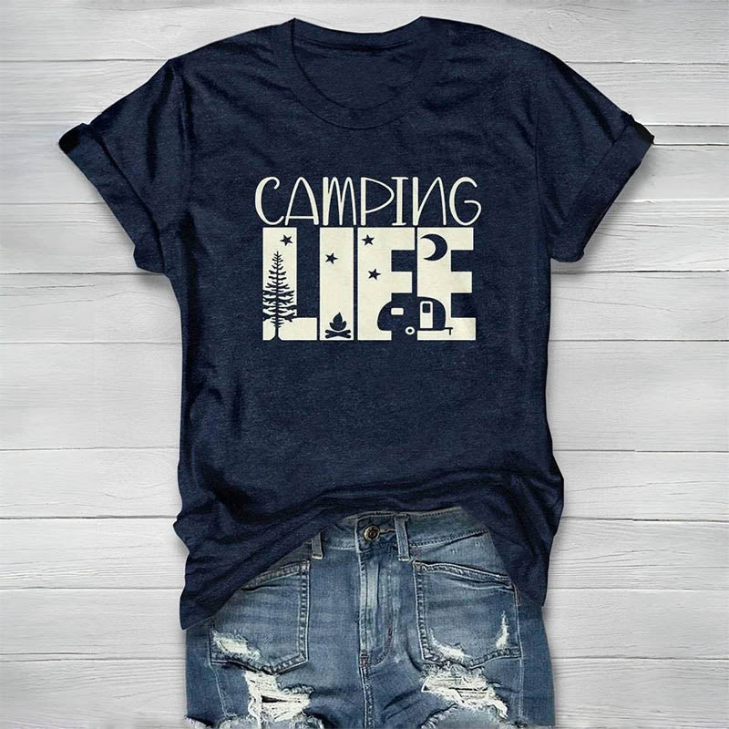 T-shirt ras du cou imprimé Camping Life