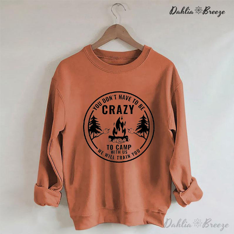 Sweat-shirt drôle à col rond Crazy Camping