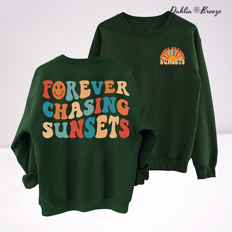 Sweat-shirt à col rond Forever Chasing Sunsets