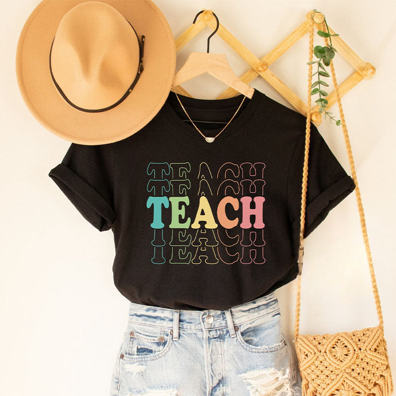 T-shirt rétro à imprimé lettre Teach