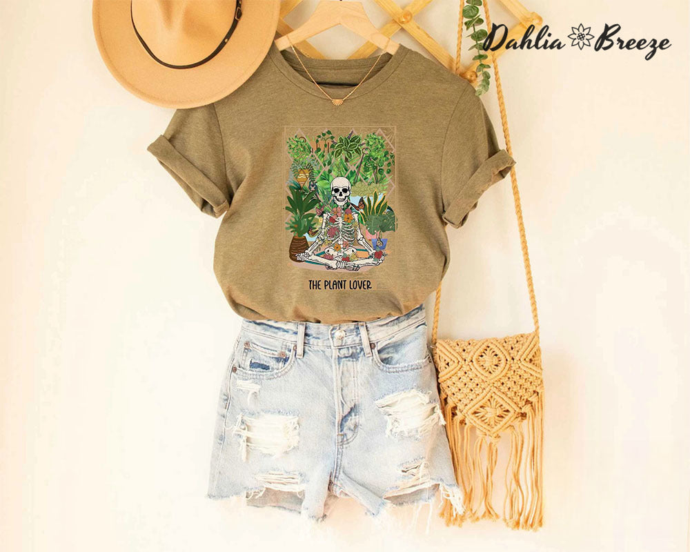 T-shirt squelette floral The Plant Lover