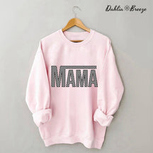 Sweat-shirt rétro Mama à carreaux