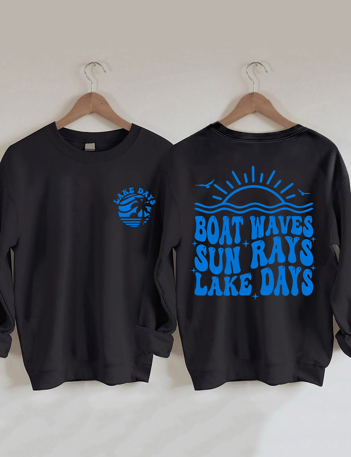 Sweat-shirt Bateau Vagues Rayons du Soleil Jours du Lac
