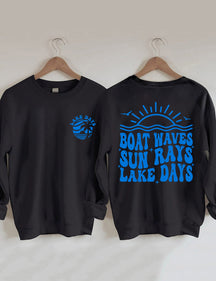 Sweat-shirt Bateau Vagues Rayons du Soleil Jours du Lac