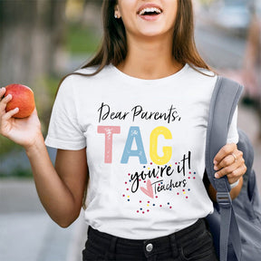 T-shirt Étiquette Chers Parents