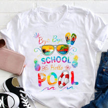 Bye Bye School Hello Pool Shirt T-shirt drôle pour professeur