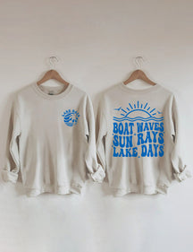 Sweat-shirt Bateau Vagues Rayons du Soleil Jours du Lac