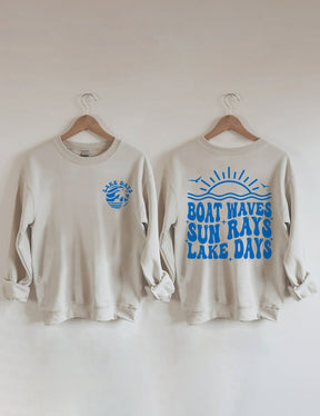 Boat Waves Sun Rays Lake Days Sweatshirt