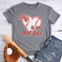 T-shirt de baseball Mon cœur est sur ce terrain