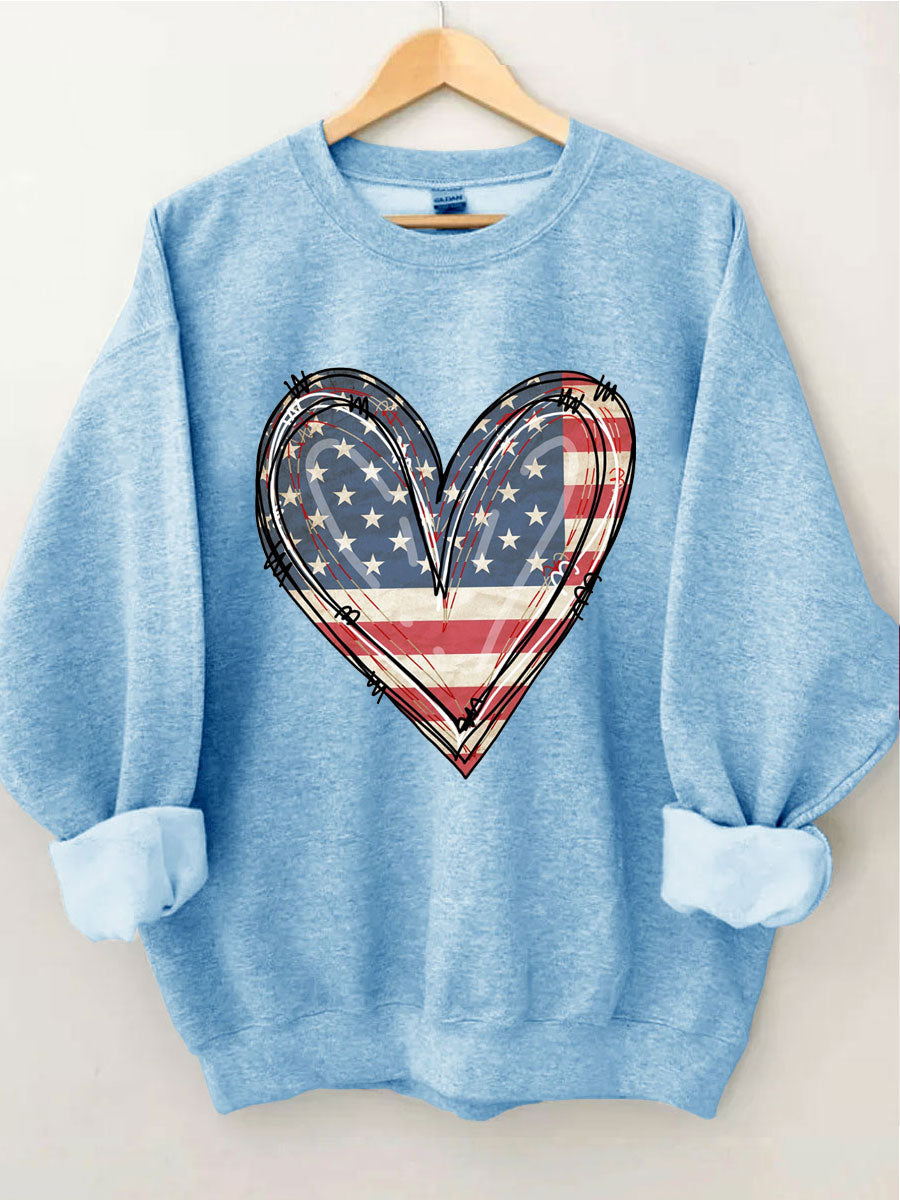 Sweat-shirt coeur drapeau américain