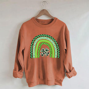 Kleeblatt-Leopard-Regenbogen-Sweatshirt