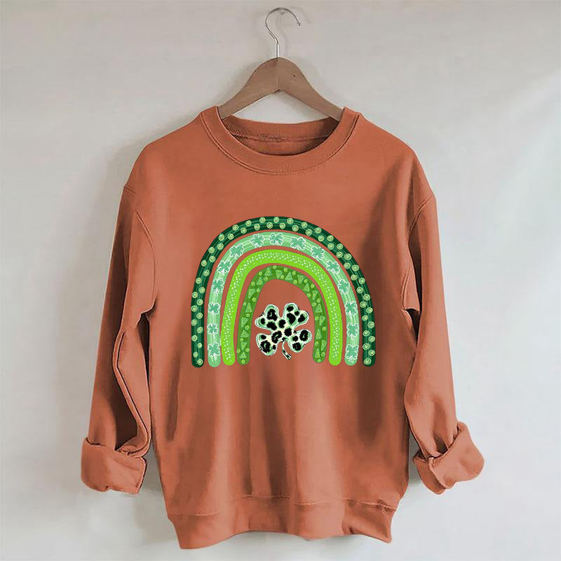 Kleeblatt-Leopard-Regenbogen-Sweatshirt