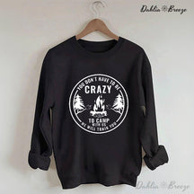 Sweat-shirt drôle à col rond Crazy Camping