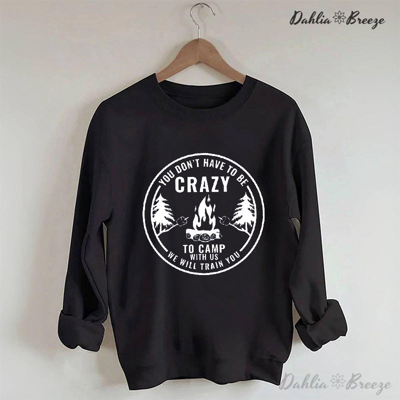 Sweat-shirt drôle à col rond Crazy Camping