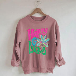 Kleeblatt-Sweatshirt „Happy Go Lucky“.