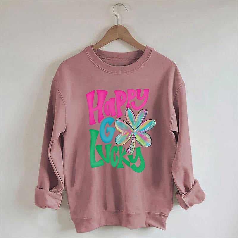 Kleeblatt-Sweatshirt „Happy Go Lucky“.