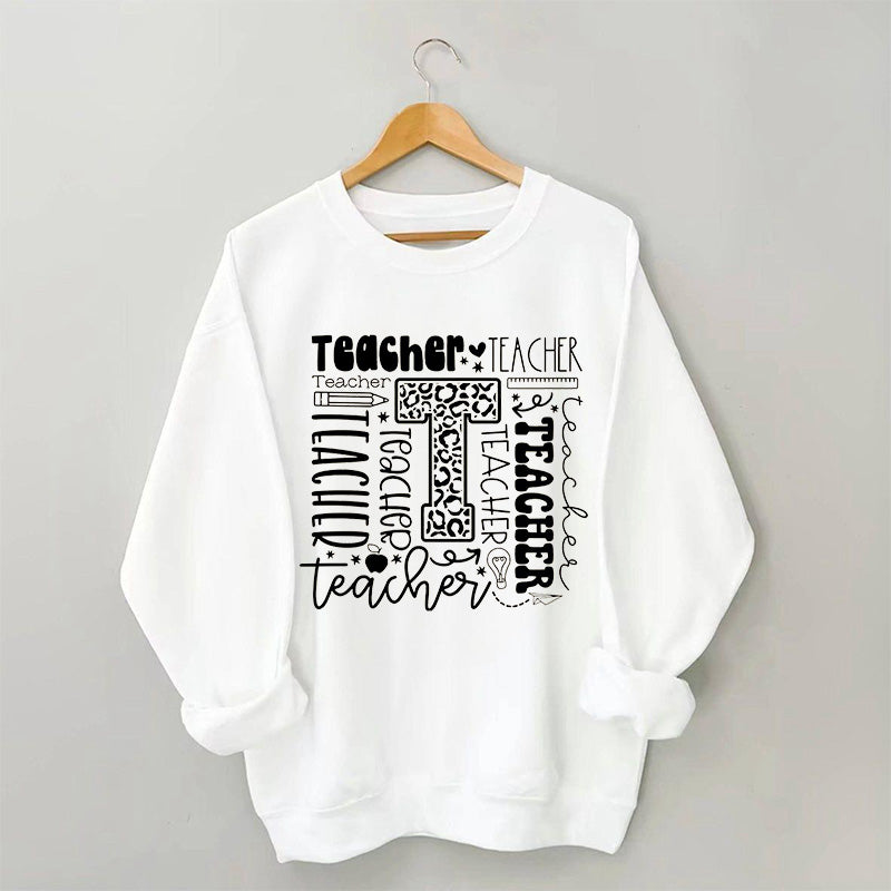 Lehrer-Sweatshirt mit Buchstaben-Print