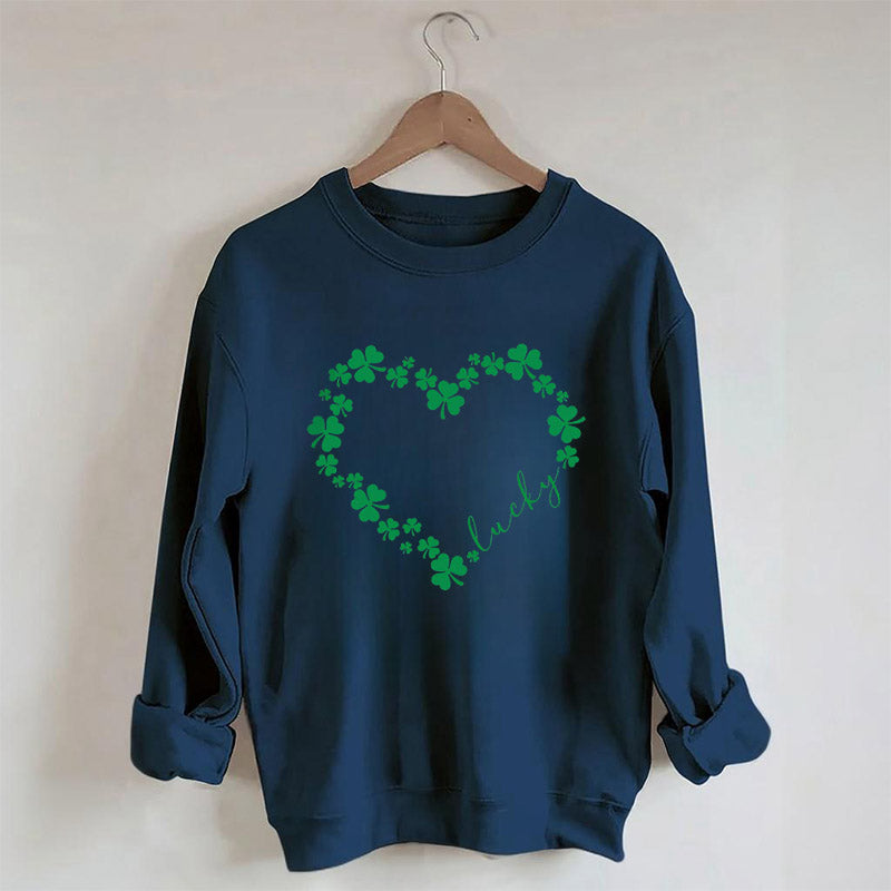 Sweat-shirt Heart Shamrock St Patrick's Day