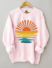 Sweat-shirt ondulé rétro Sunset Rays