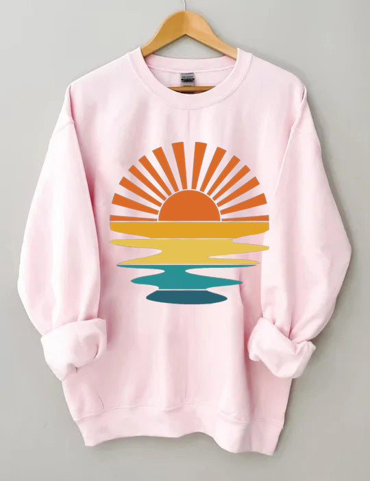 Sweat-shirt ondulé rétro Sunset Rays
