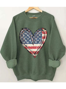 Sweat-shirt coeur drapeau américain