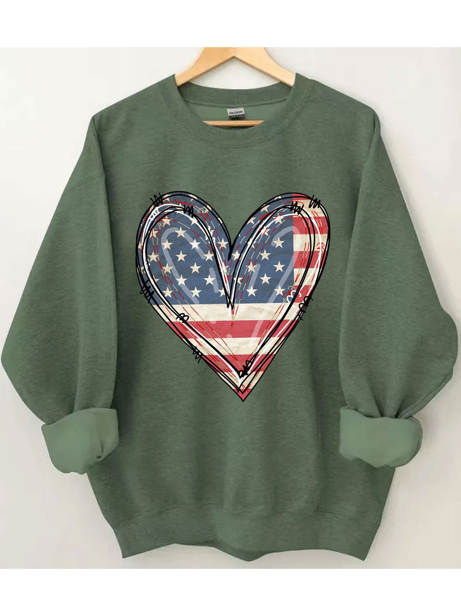 Sweat-shirt coeur drapeau américain