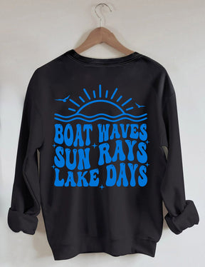 Boat Waves Sun Rays Lake Days Sweatshirt