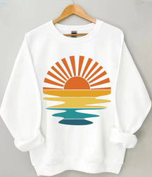 Sweat-shirt ondulé rétro Sunset Rays