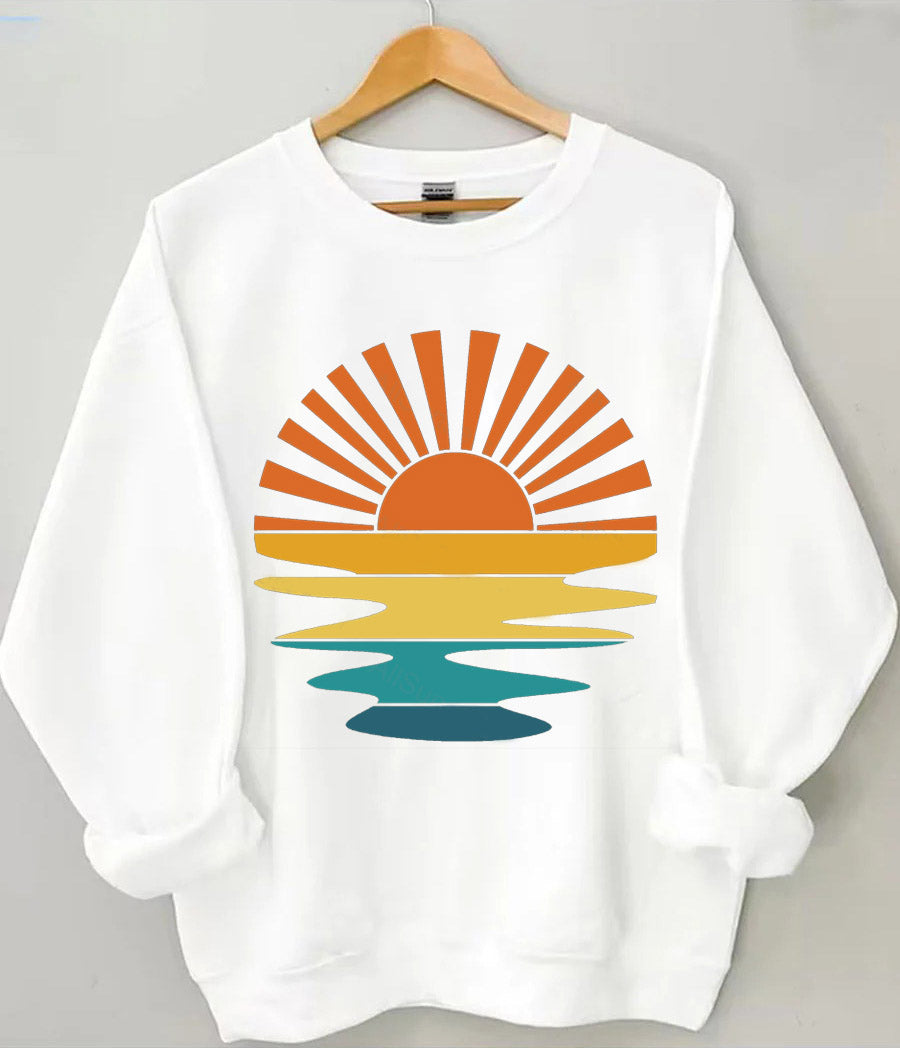 Sweat-shirt ondulé rétro Sunset Rays