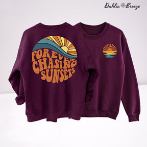 Sweat-shirt esthétique Forever Chasing Sunsets Beach